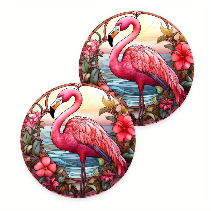 TEMU 2pcs Floral Car Coasters - High-quality Eva, Cup Holders & Interior Decor, Ideal Summer Party Gift, 2.75" Diameter