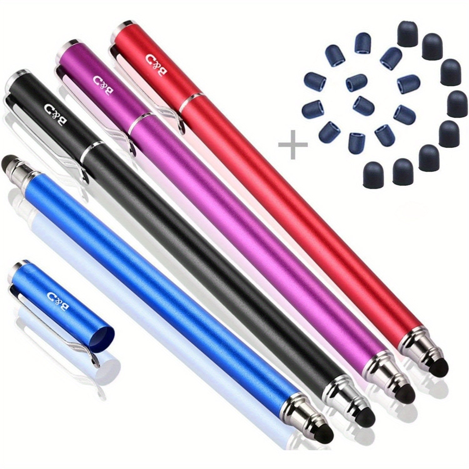 TEMU Capacitive Stylus- 2-in-1 Universal Stylus Pens For Screen Tablets-cell Phones With 20 Extra Replaceable Soft Rubber Tips (4pcs,