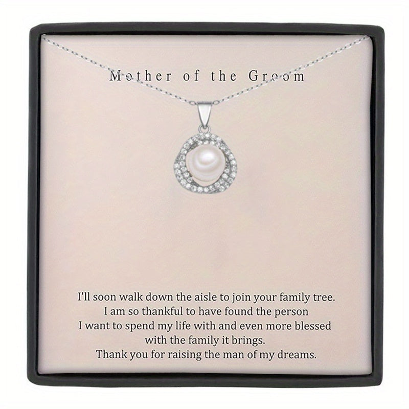 TEMU Mother Of The Groom Necklace - Elegant Jewelry With Heart Pendant, Wedding Gift For Mom, Mother Necklace With Poem Card - Anniversary, Birthday,