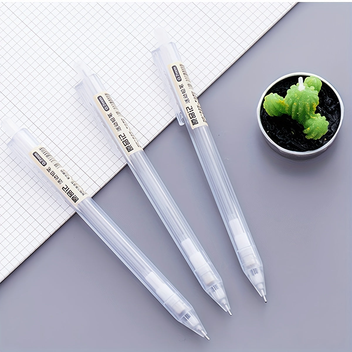 TEMU 3pcs Clear Mechanical Pencils 0.5mm-0.7mm - School & Office Writing Supplies