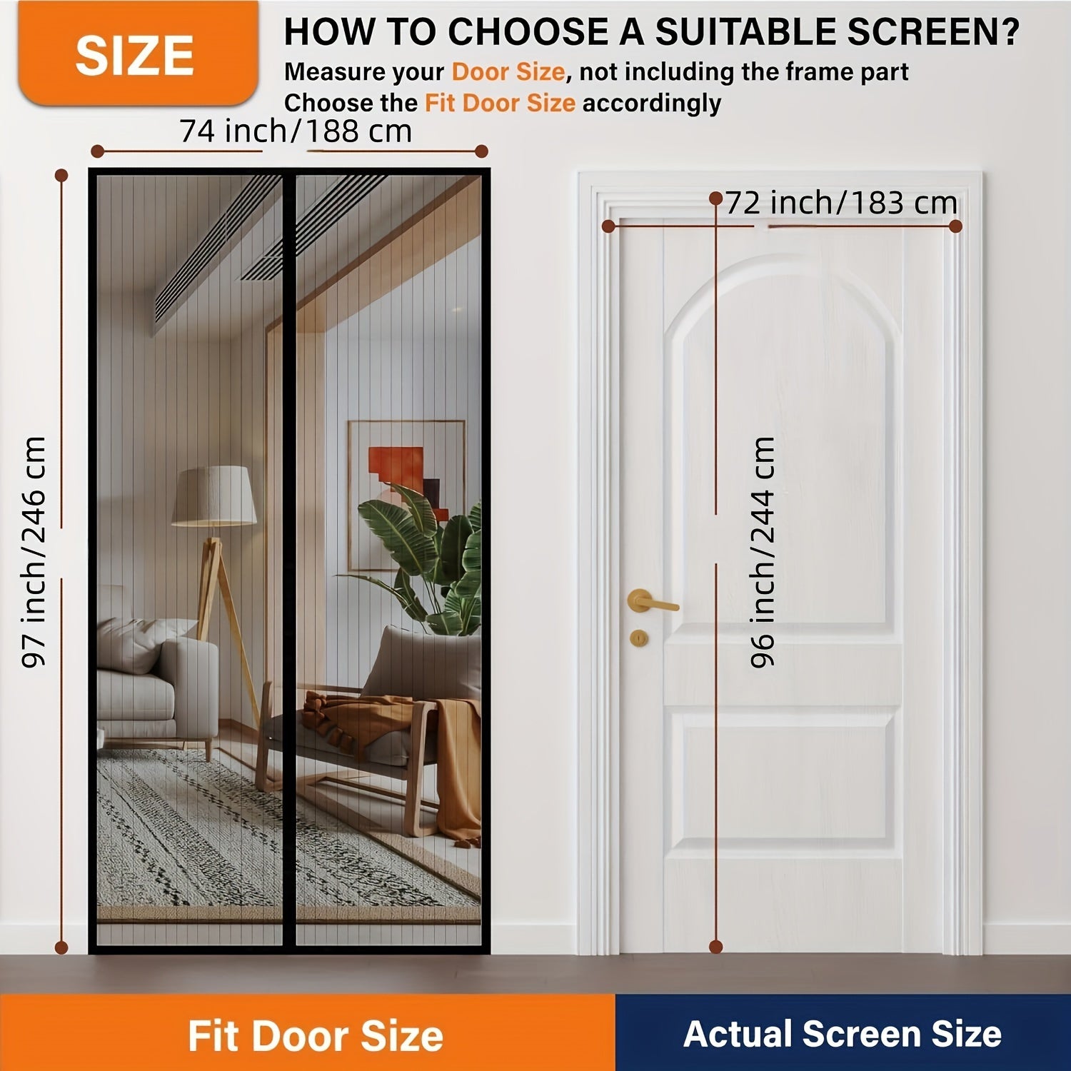 TEMU Easy-install Magnetic Screen Door - , Lets In | Self-sealing, Heavy-duty Mesh Curtain For All | Bedrooms & Home Decor, Hands Free, Partition