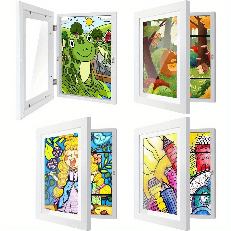TEMU 4 Pack Kids Art Frames 8.5x11 Inch Modern Picture Frames With Front Opening & Easy-access Door - Horizontal-vertical Wall Or Tabletop Display,