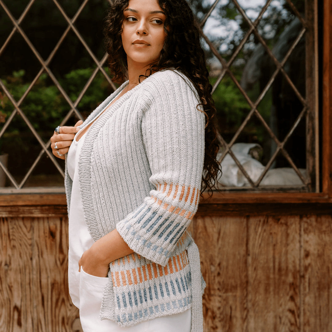 Fusing Cardigan - Offener Cardigan mit Bindegürtel