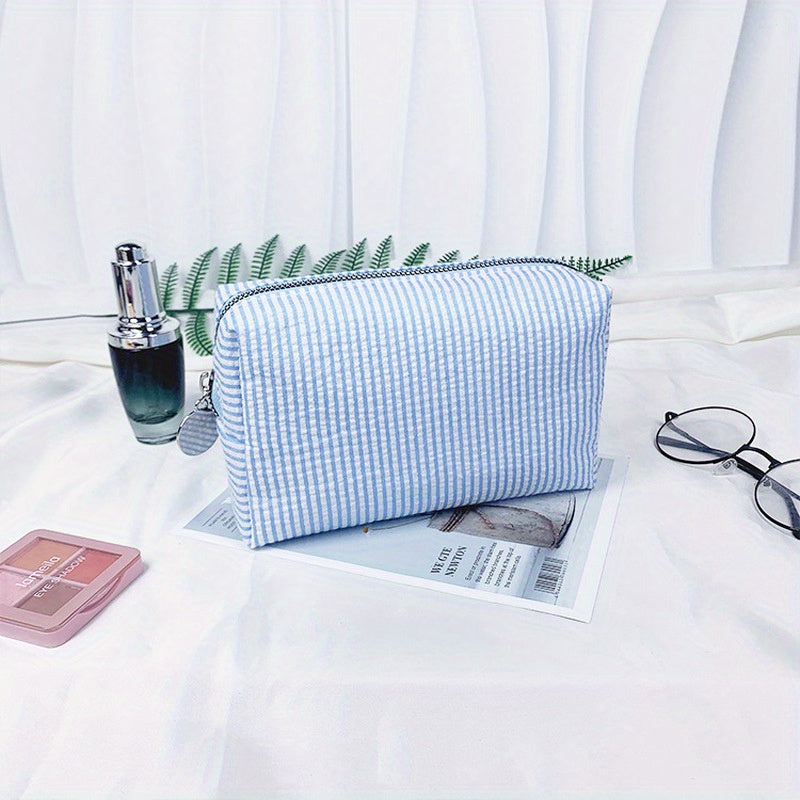 TEMU Bubble Lace Cosmetic Bag Indian Handbag Large Capacity Wash Bag Embroidered Stripe Travel Storage Bag Commuter Bag For