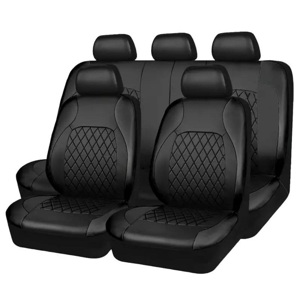 TEMU Deluxe Quilted Pu Leather Car Seat Covers - Comfy Sponge-padding, Universal Fit