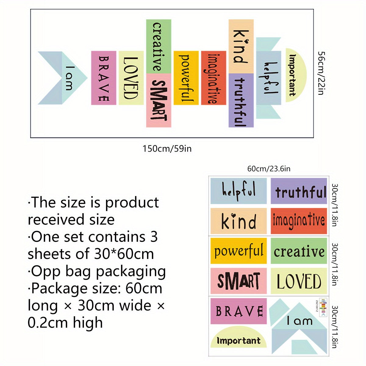 TEMU 3pcs Puzzle Floor Stickers Graphic Alphabet Wall Stickers Living Room Bedroom Decorative Wall Stickers