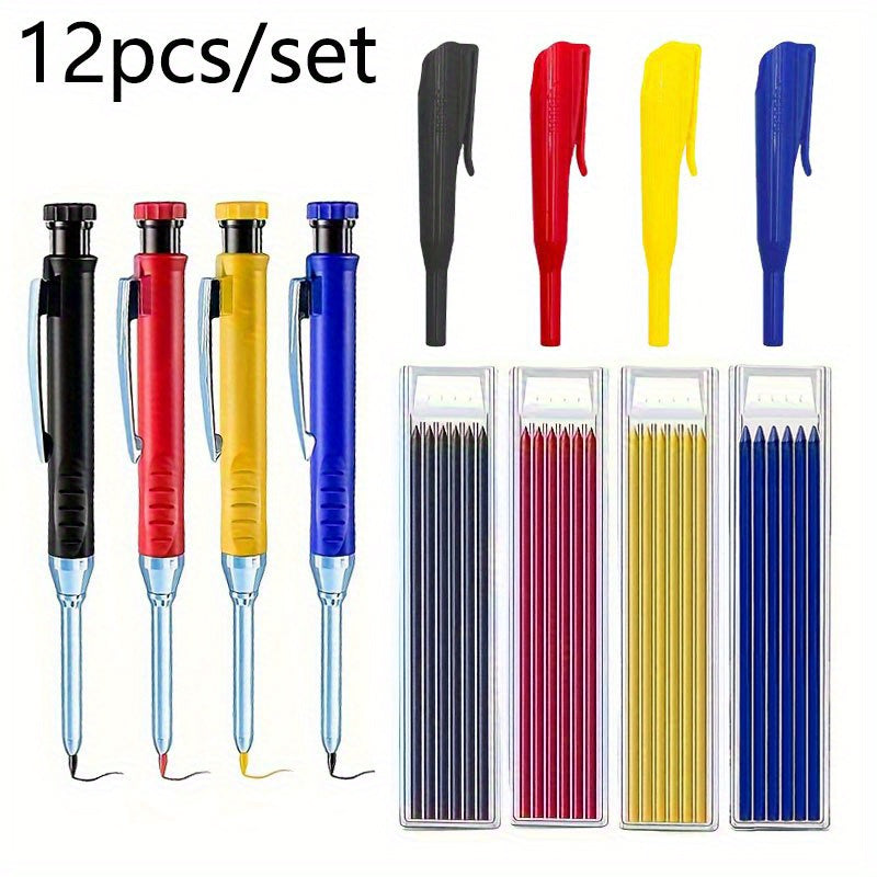 TEMU 12 2.8mm Woodworking Pens Set With Pen Clips - Suitable For Marking Needs