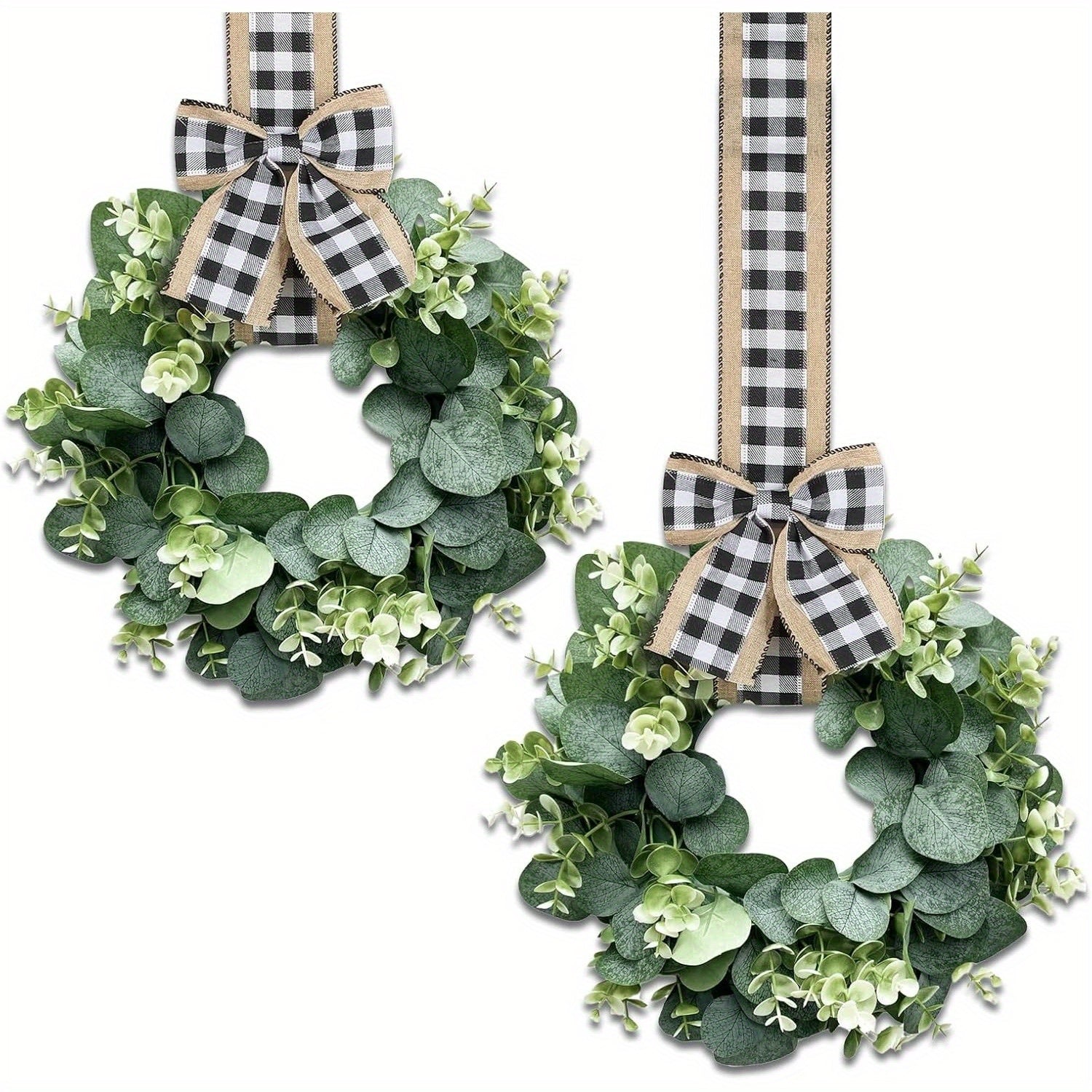 TEMU Faux Kitchen Cabinet Wreaths, 2 Pieces Small Pecuniary Eucalyptus Wreath 10 Inch Farmhouse Wreath Mini Kitchen Cabinet Window Chair Wall Decor