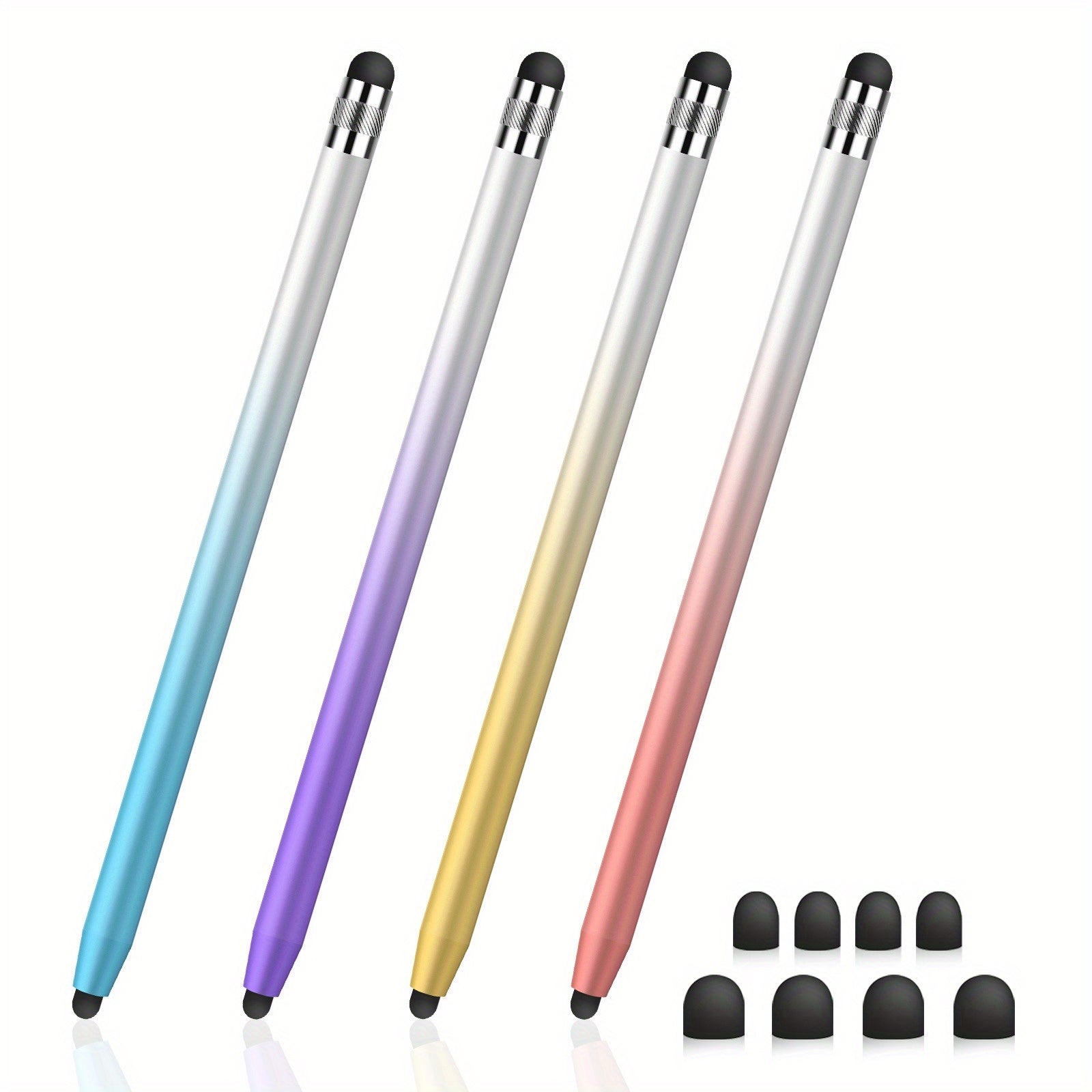 TEMU Meko 4pcs Stylus Pens For Touch Screens, 2 In 1 Tablet Pen Compatible With For Iphone- For Ipad- For For Galaxy- Tablet- Microsoft Surface And