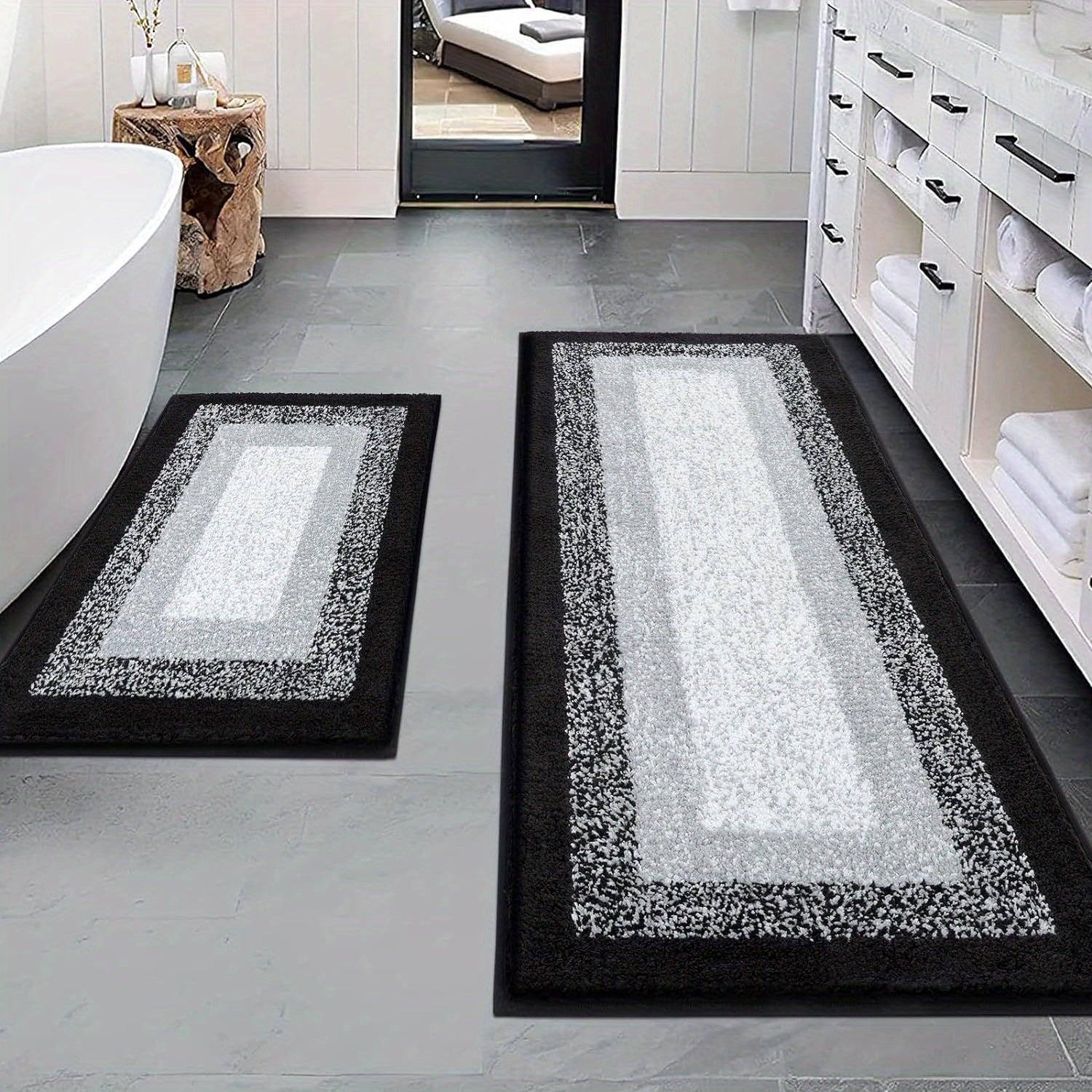 TEMU Comfortable Bathroom Rug Set 2pcs, Anti-slip Absorbent Plush Shaggy Bath Mat Home Decor, Soft Shaggy Absorbent Microfiber Bath Rugs Machine