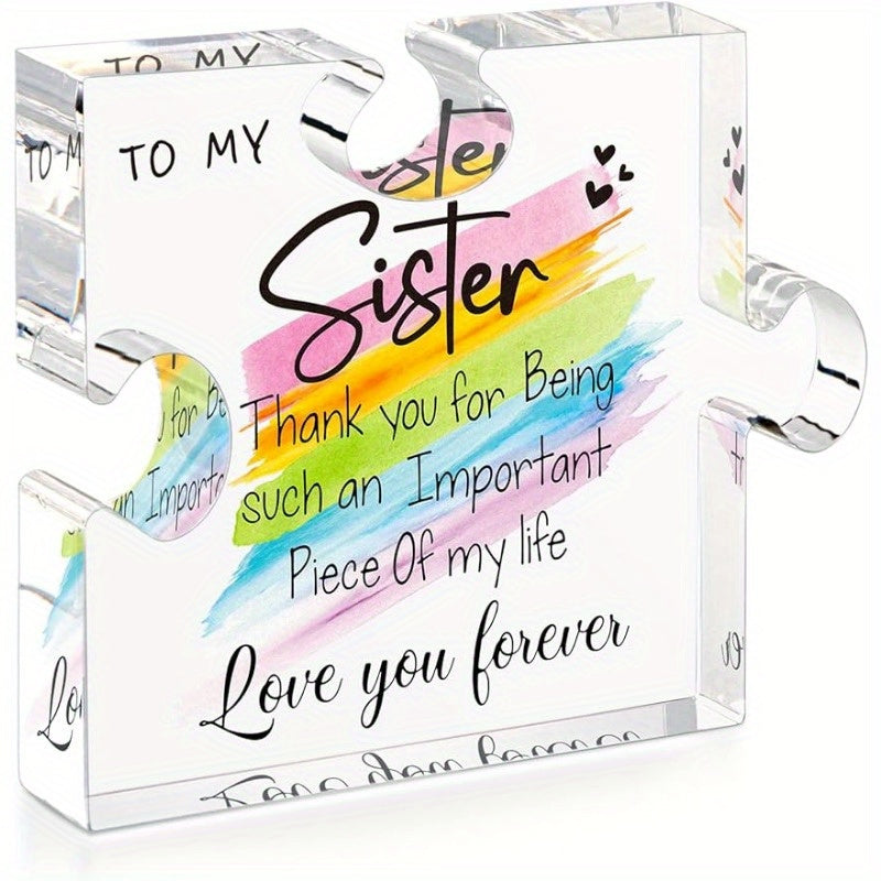 TEMU Sister Gifts - Unique Sister Birthday Gift Ideas Acrylic Puzzle Shaped Plaque For Sister Bestie Sister In Law New Year Valentines Day Gifts
