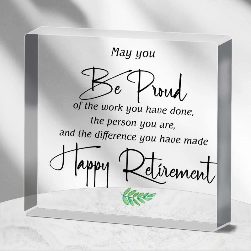 TEMU 1pc Acrylic Retirement Plaque - A For - Personalized Gift For Teachers, Nurses, Coworkers - Happy Retirement Decor With Wooden Stand - &