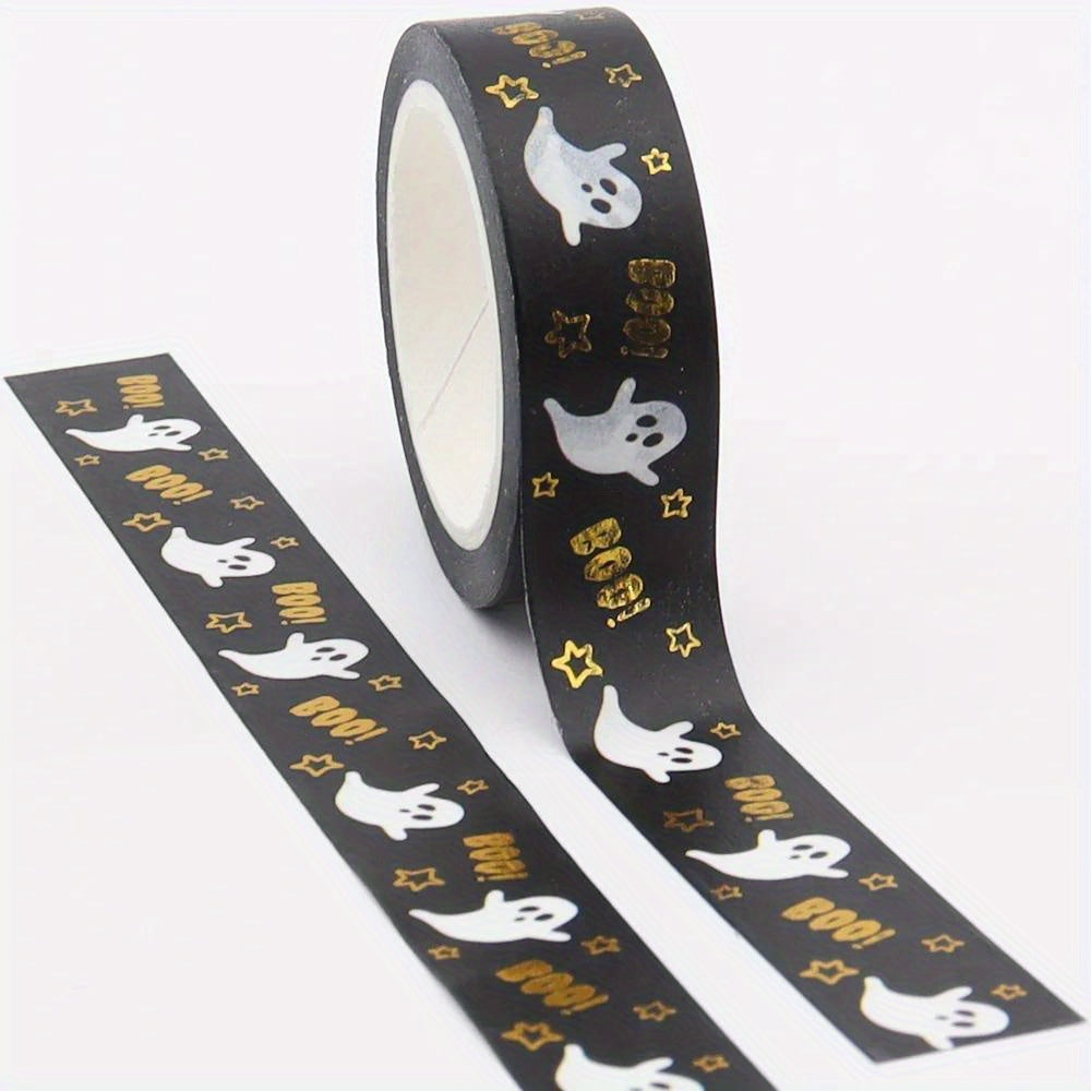 TEMU 1pc Halloween-themed Washi Tape, 15mm X 10m - Spooky & With "boo" Accents, Diy Crafts & Scrapbooking, Halloween Decorations