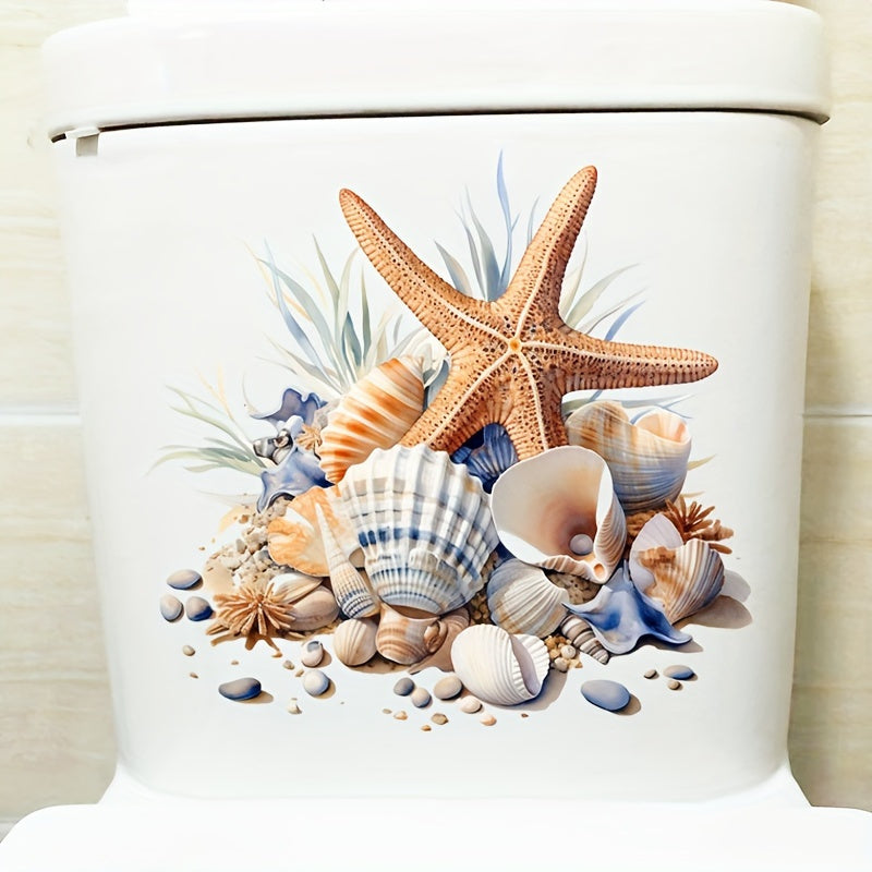 TEMU 1pc And Starfish Toilet Decal - Creative Bathroom Stickers, Self-adhesive, Animal-themed Toilet Stickers
