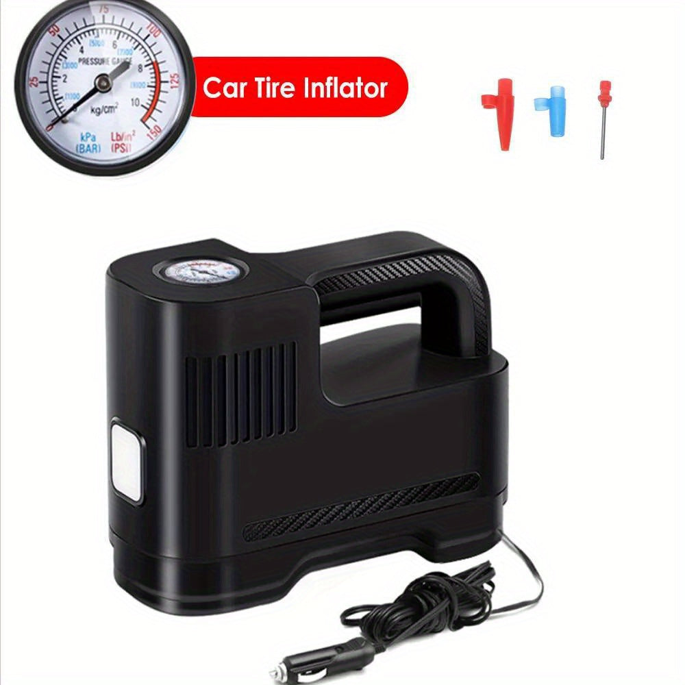 TEMU 12v Electric Car Tire Inflator - 150psi 35l-min Portable Compressor