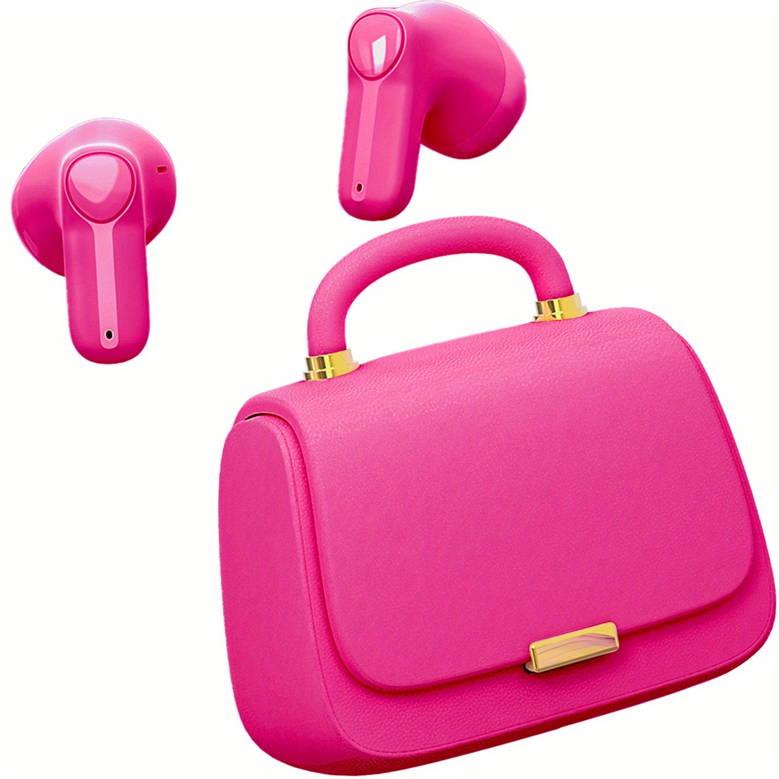 TEMU Vintage Style Pink Bag Shape Wireless Headphones With 17 Hours Playtime And Noise-cancelling Mic, Compatible With And Iphone, Travel Headphones,