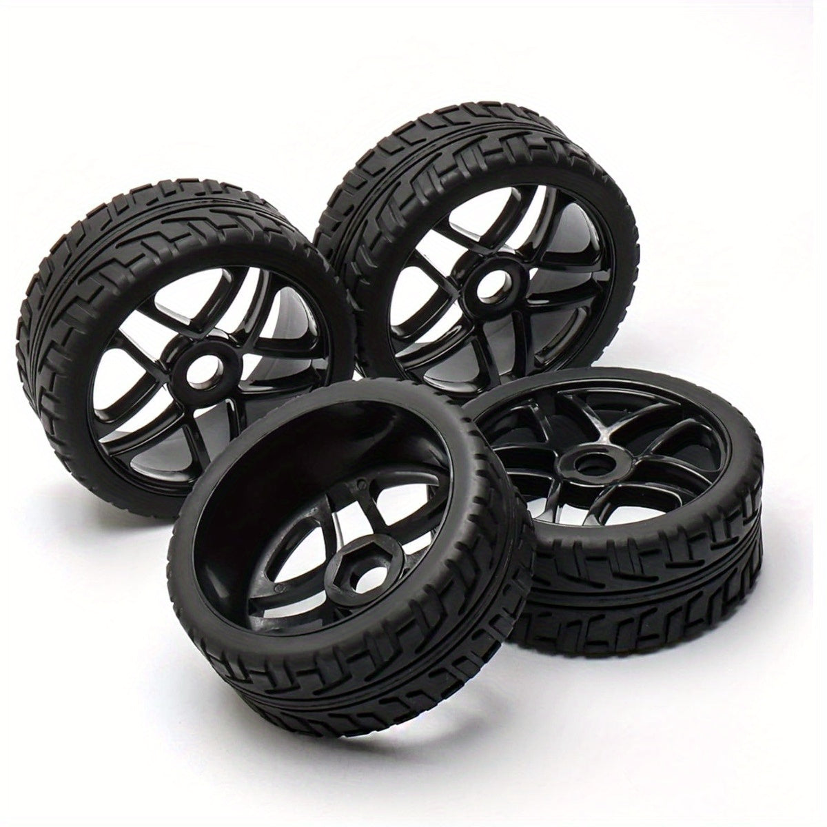 TEMU 4pcs Wheel Rim Rubber Tires Rc 1:8 Off-road Tyre 17mm Hexagonal Joint Black