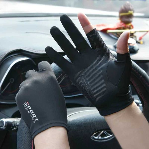 Ice Silk Half-finger Cycling Gloves for Men and Women Outdoor Sports Fitn Driving Fishing High-elastic Comfortab SunscreenXJ241118