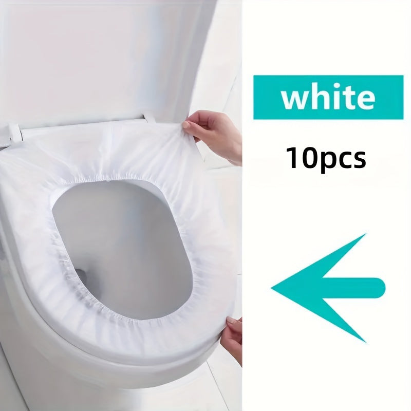 TEMU 10 Pcs Premium Disposable Toilet Seat Covers: Soft, Elasticated, Waterproof, And Stain-resistant - Ideal For Travel And Potty Training
