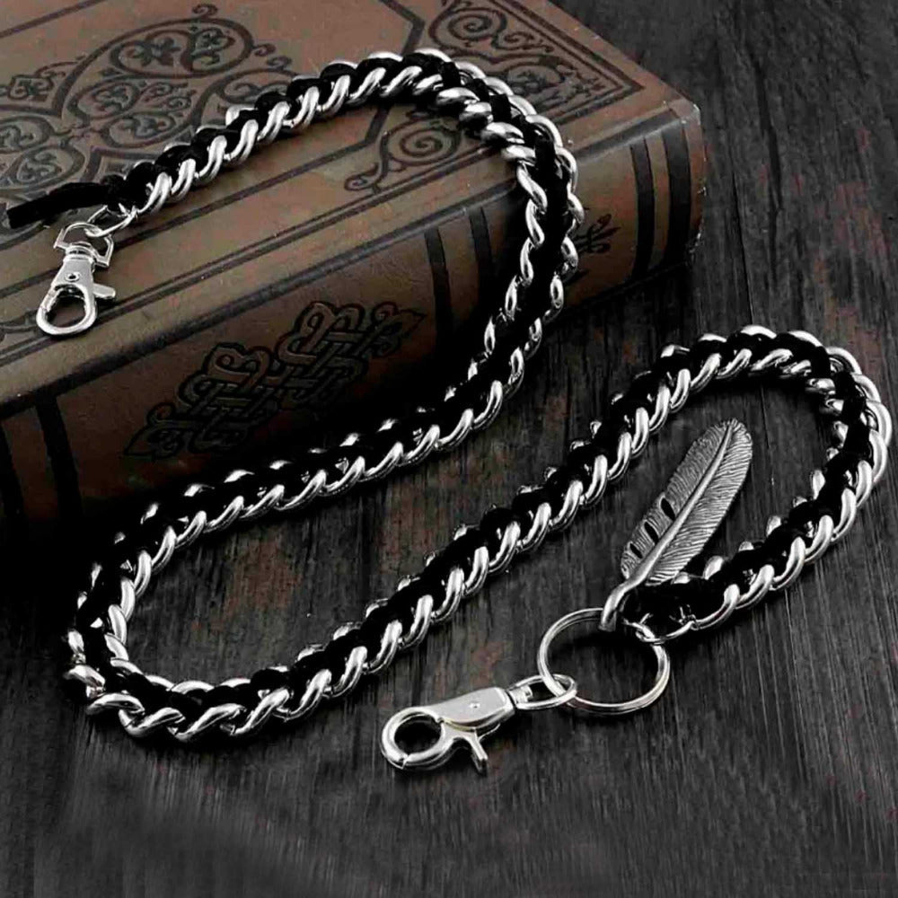 TEMU Leather Braided Biker Trucker Pants Fob Keychain Jean Wallet Chain