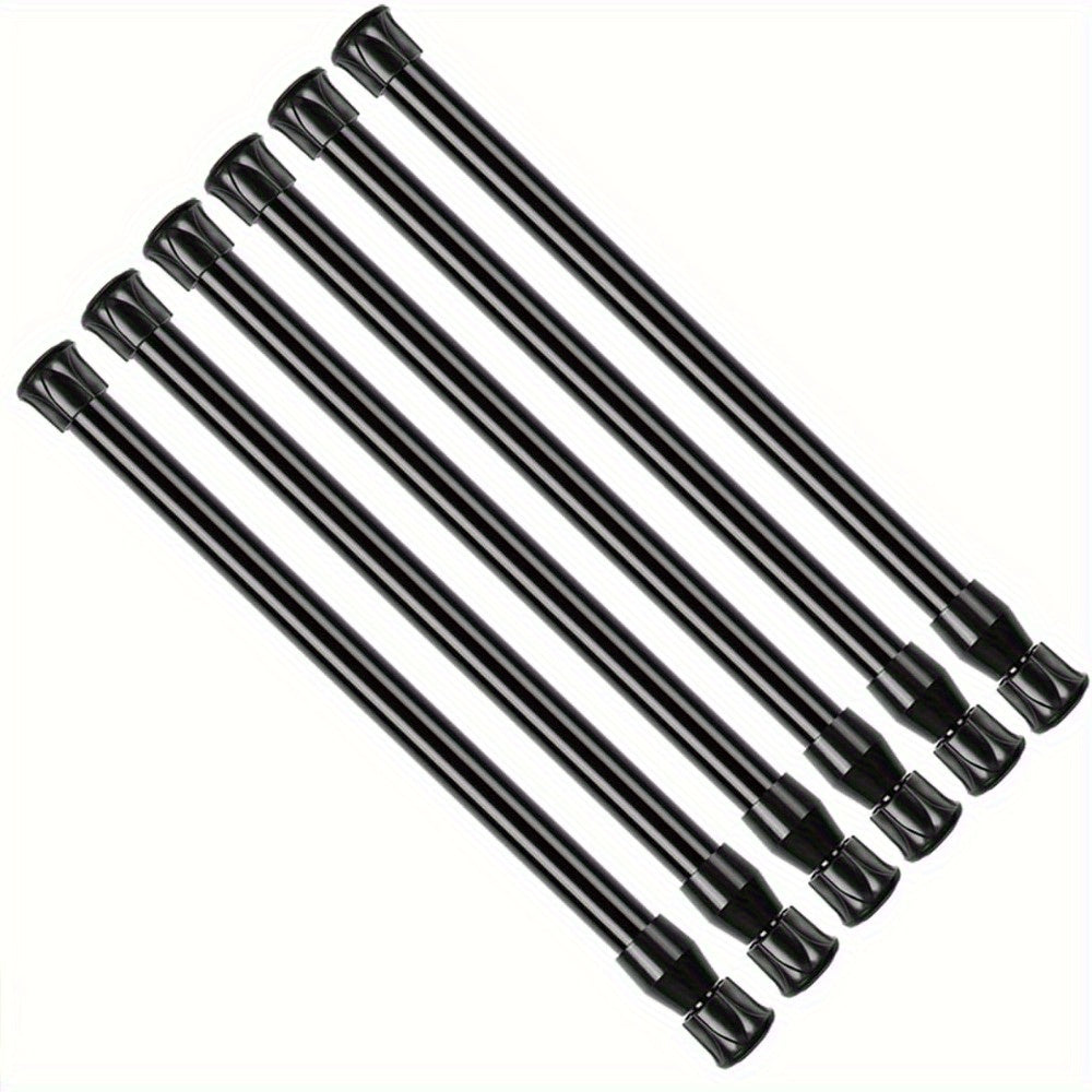 TEMU 6 Pack Adjustable Metal Spring Tension Curtain-window Rods - 17.5-28 Inch Height, Black Heavy Duty Adjustable Lengths With Spring Mechanism,