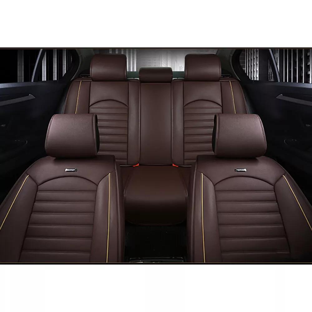 TEMU 5-sits Car Seat Covers, Universal Premium Pu Leather Car Seat Covers Luxury Vehicle Seat Cushion Protector Full Set