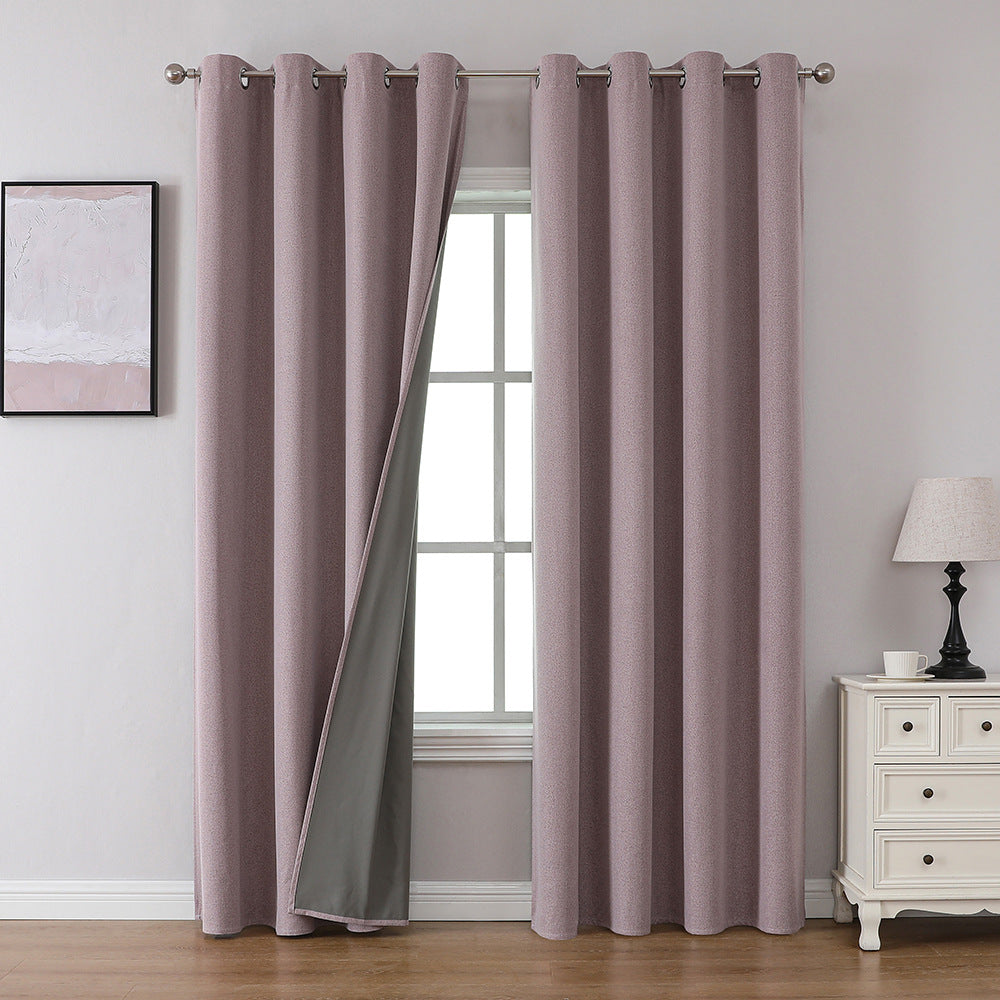 YL-36907 Thickened double-sided linen blackout curtains engineering hotel school sound insulation heat insulation full blackout cotton and linen cur