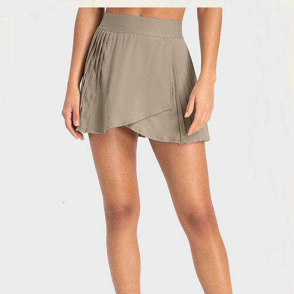 A48 Tennis Skirts Pleated Yoga Skirt Gym Clothes Women Running Fitness Golf Pants Shorts Sports Inside Pocket