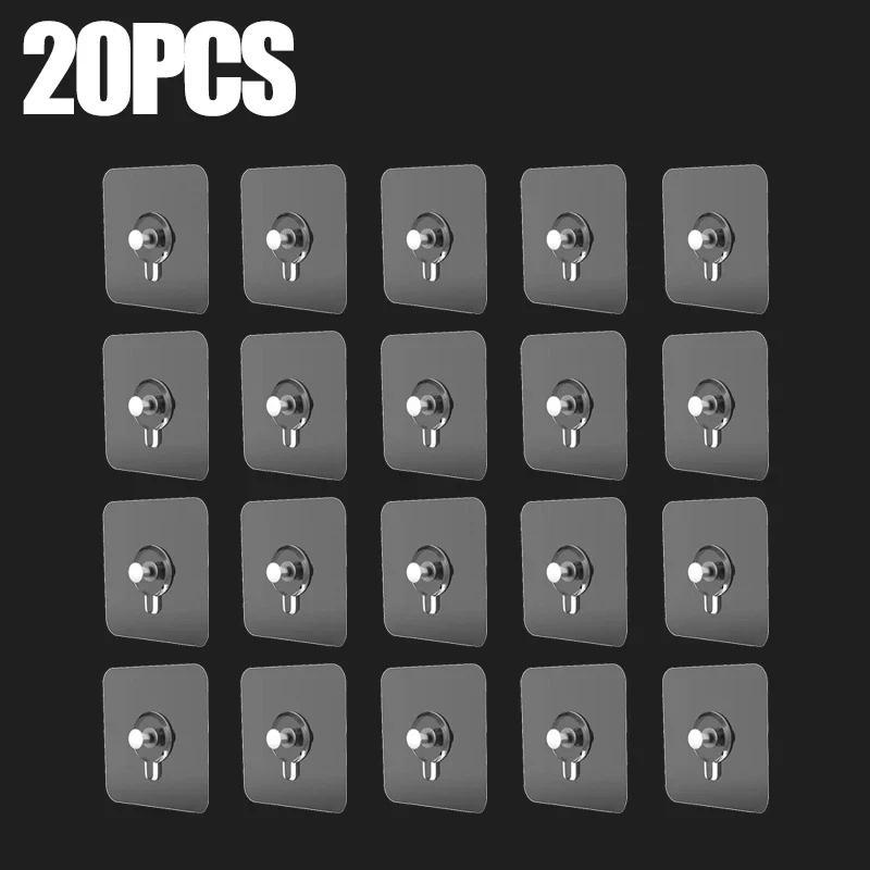 TEMU 20pcs Modern Wall Mounted Practical Hooks - , Strong Bonding, No Drilling, Waterproof Plastic Hooks For Pictures, Photo Frames, Posters, Clocks