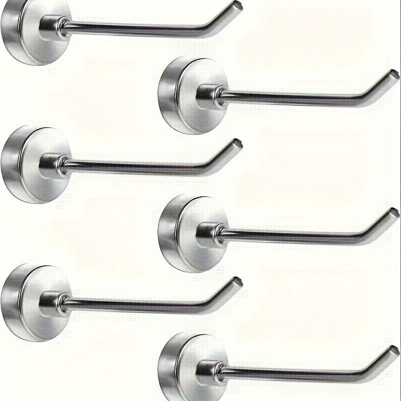 TEMU 6pcs Heavy Duty Magnetic Hooks - , Strong Magnetic Attachment For Grills, Counters, Refrigerators & More - Durable Metal Wall-mounted Hooks,