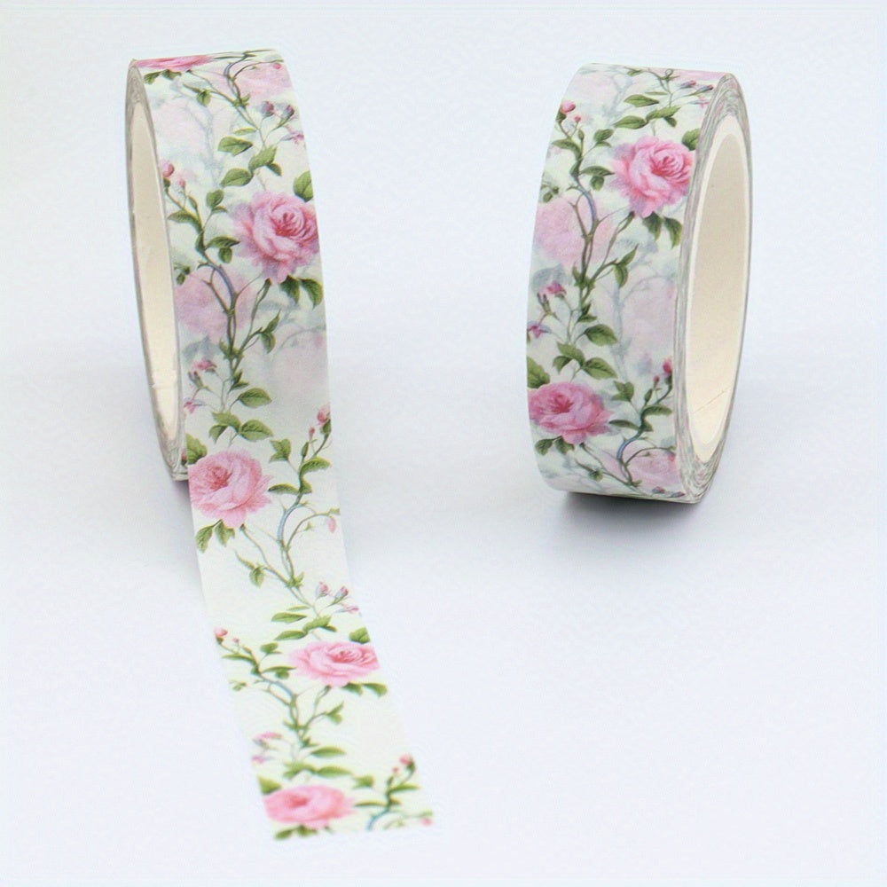 TEMU Spring-themed Washi Tape, 10m X 15mm - Decorative Masking Tape For Diy Crafts & Scrapbooking, Creative Bowknot Design, Valentine's Day Projects
