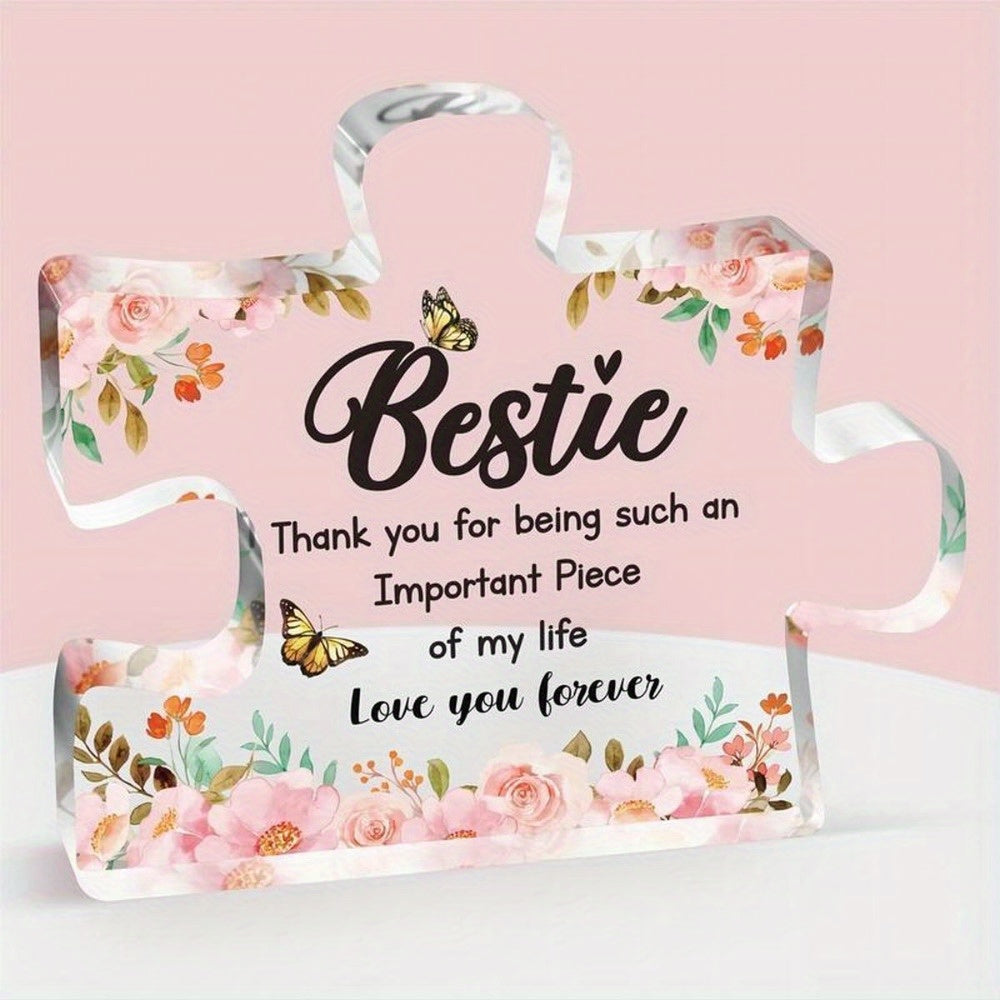 TEMU Best Friend Birthday Gifts - Acrylic Block Puzzle Decorations 3.9 X 3.3 Inch - Delicate Best Friend Bestie Gifts For Women - Christmas