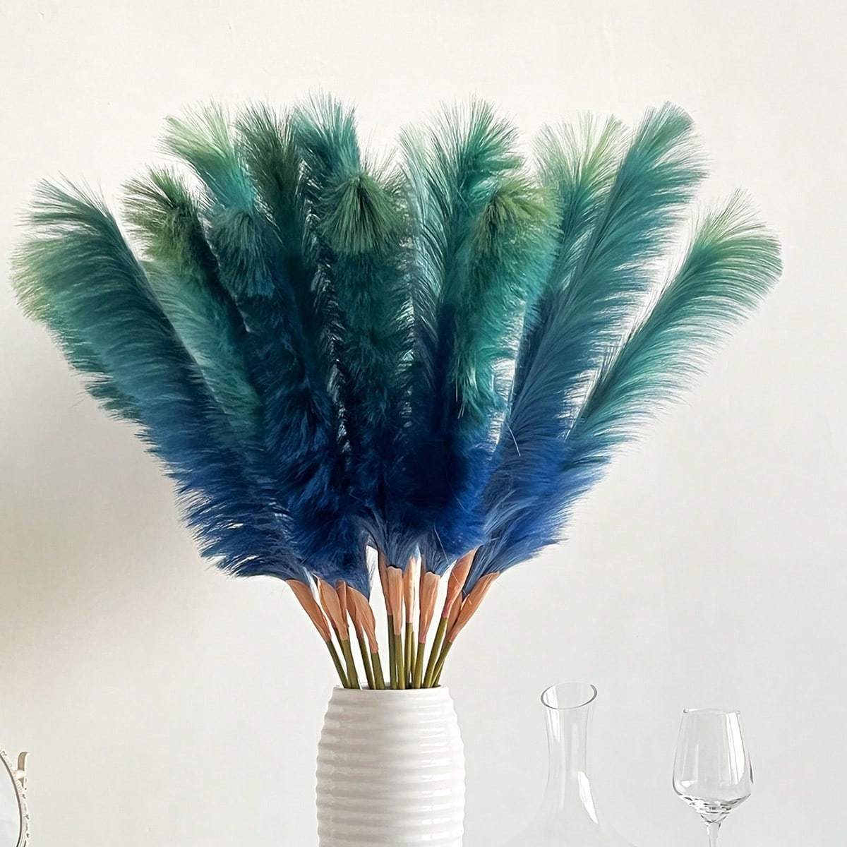TEMU 4pcs Fluffy Pampas Grass Soft Natural Artificial Fake Reed Grass No Shedding 31.49in Large Flower Bouquet Home Bedroom Living Room Table Vase