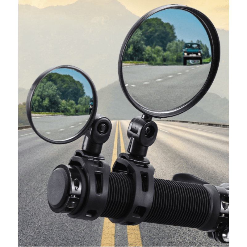 TEMU 2pcs Adjustable Wide Angle Convex Bike Mirrors - Fit For Mtb & Road Bikes, Safety Rearview Accessories