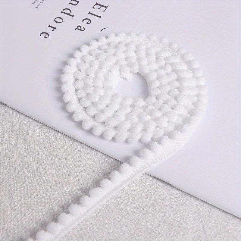 TEMU Of Colorful Pom Pom Trims - White And Pink - Perfect For Diy, Clothing, Curtains, And Table Settings