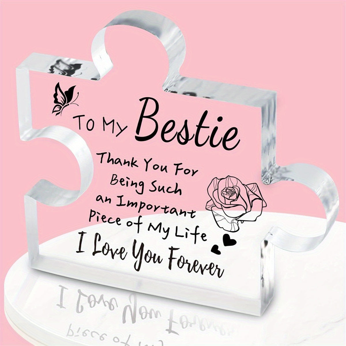 TEMU Bestie Gifts For Women, Engraved Puzzle-shape Acrylic Plaque 6.1 X 5.5 Inch, Birthday Gifts For Women Friendship, Friendship Gifts For Women Men