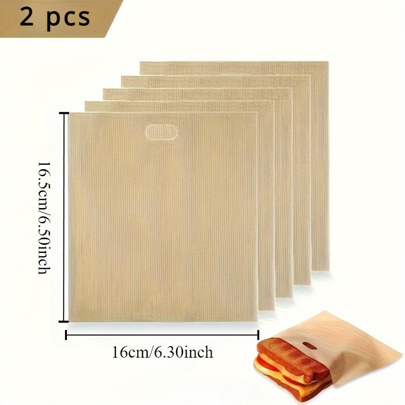 TEMU 2pcs 6.3x6.5 Inch Reusable Toaster Bags - Glass Fiber Rectangular Food-safe Liners For , Pizza Panini, Garlic Bread - Microwave, Oven & Grill