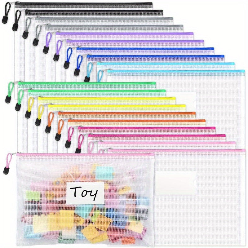 TEMU 80pcs Mesh Zipper Pouch Bags, A4 Letter Size, Zipper Bags Pocket, Waterproof Zipper Pouches For Classroom Organization, Board Game Storage,
