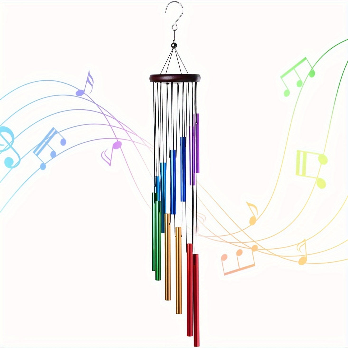 TEMU Outdoor Colorful Wind Chimes For Outside With 12 Tubes For Garden Patio Balcony And Home Decor
