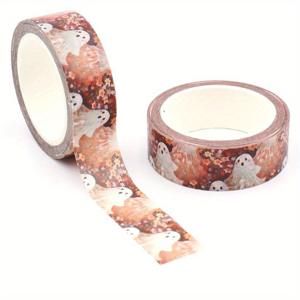 TEMU Halloween & Wildflower Washi Tape, 15mm X 10m - Seamless Pattern For Diy Crafts, Scrapbooking & Packaging