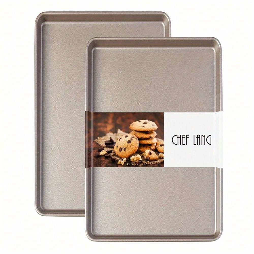 TEMU Baking Pan Set Of 2pcs, Cookie Plate Oven, Heavy Duty 1- 2 Commercial Cookie Tray, Dishwasher Safe - Golden