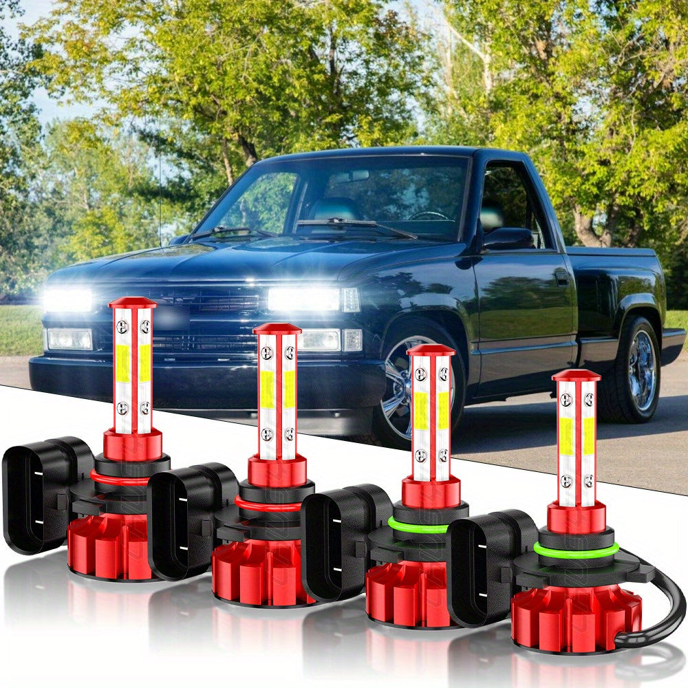 TEMU Fit For Chevy For Si-lverado C10 C- 1994-1998 Led Headlights Bulbs, 9005 9006 100w 500% Brightness 6500k Cool White 12000lm Plug And Play, Pack