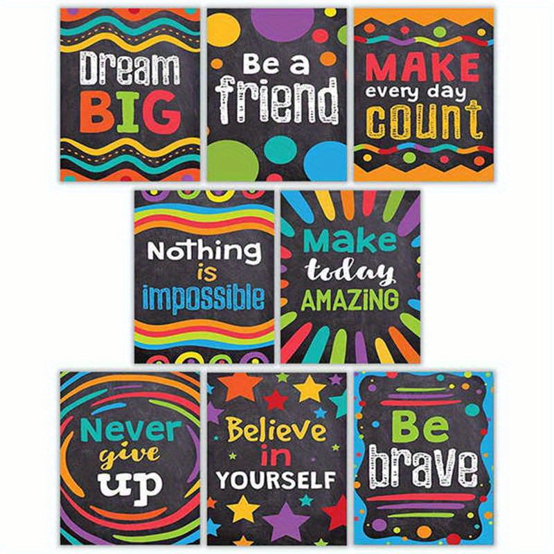 TEMU Inspirational Classroom Posters - Set Of 8, Motivational Wall Decor For Teachers, To Middle School Bulletin Board Art, Unframed 8x10in