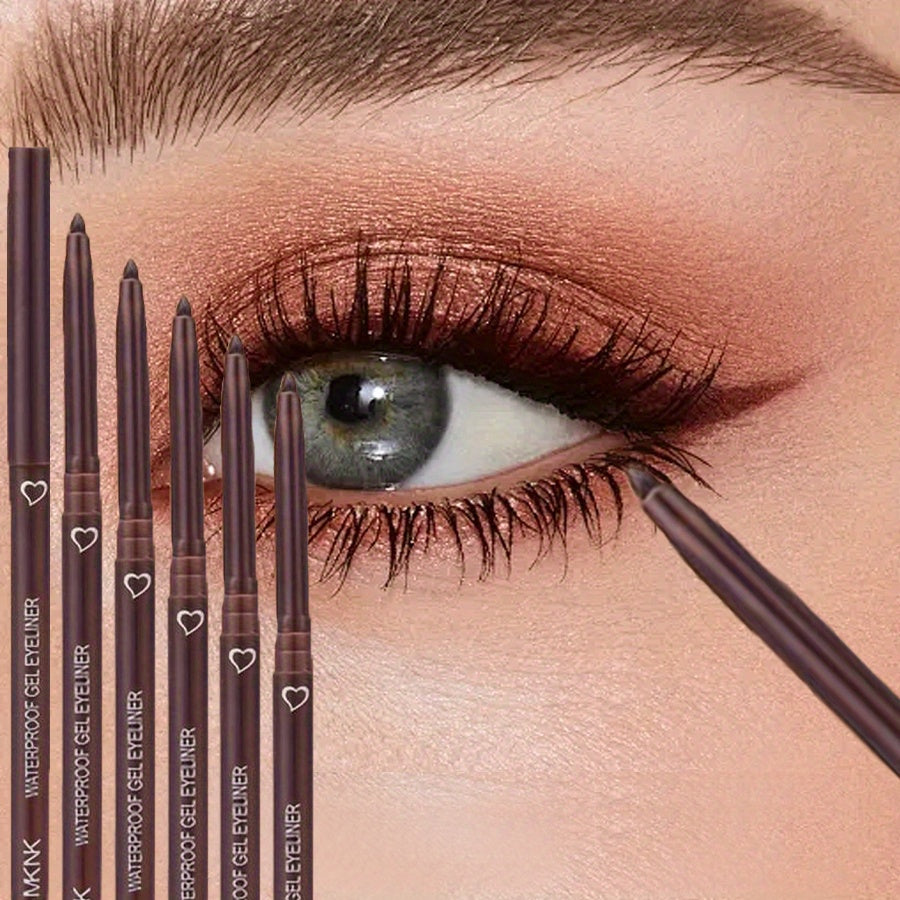 TEMU 5pcs Waterproof Brown Eyeliner Gel Pencils - Soft High , Long-lasting Eyelid Liner For Makeup Looks, Eyeliner Pencil, Daytonight Makeup, Sleek ,