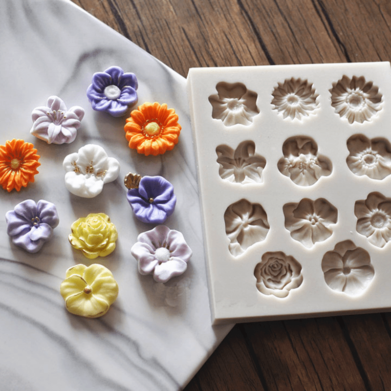 TEMU 1pc Flower Shaped Silicone Mold - 11 Cavity 3d Fondant Mold For Crafting Pudding, Chocolate, Candy, Desserts, Gummy Cupcakes, , And Ice Cream -