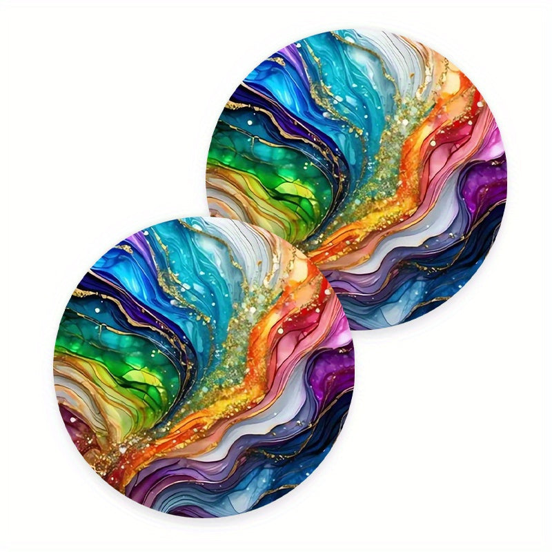 TEMU Ripple 2pcs Car Coasters - Premium Eva, Cup Holders & Table Decor, Ideal Summer Accessory & Gift