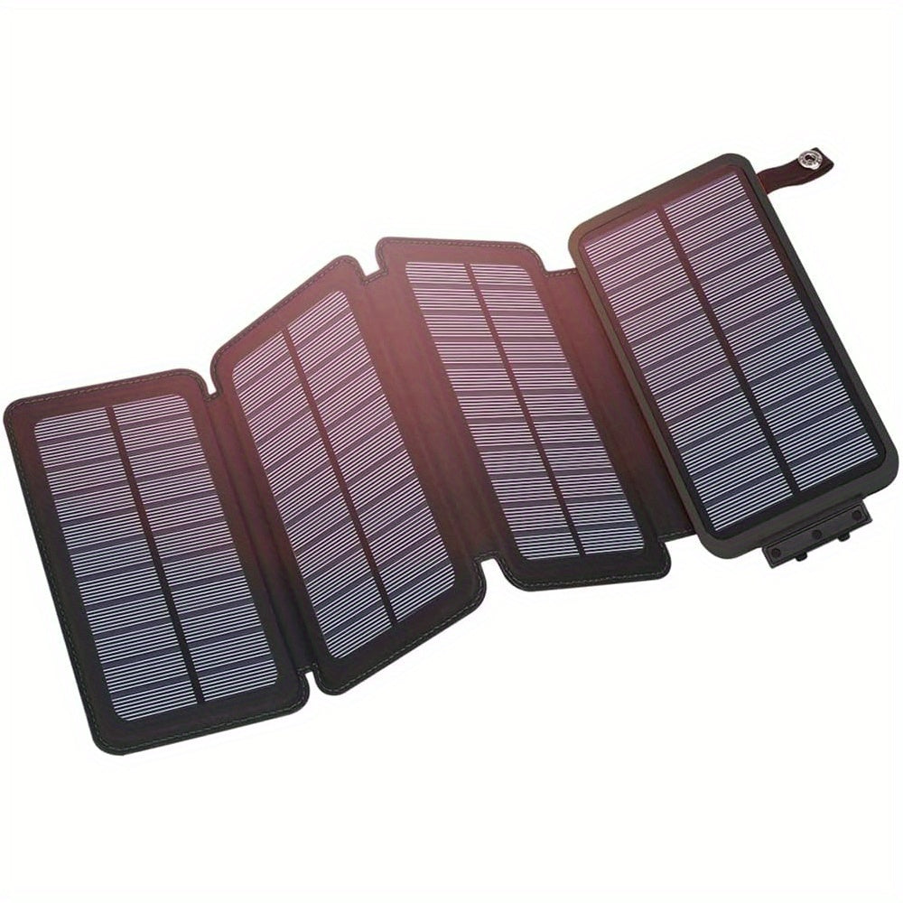 TEMU 20000mah Solar Power Bank With 4 Solar Panels, Portable Solar Charger For Smartphones-tablets, 2.5x Faster Charging Via Usb-c (), Flashlight &