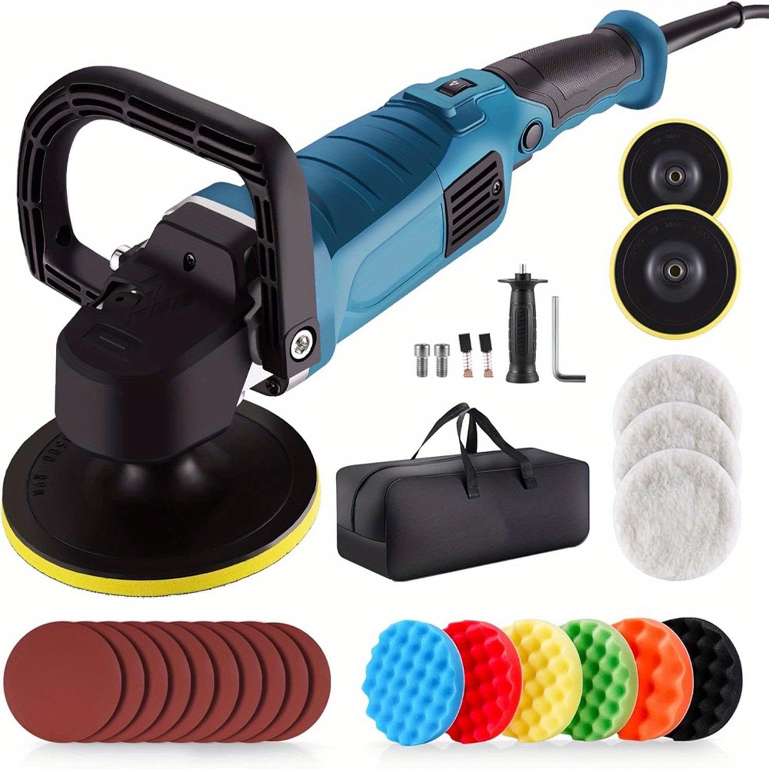 TEMU Buffer Polisher, 1800w 6 Inch- 7 Inch Rotary Buffer Polisher , 750-3100rpm Car Buffers And Polishers With 6 Variable , For Car, Boat, Furniture,