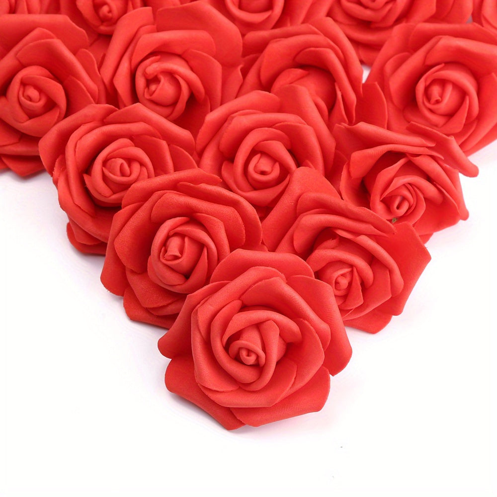 TEMU 100 Pack Red Foam Roses, 3 Inch Stemless Artificial Flowers For Crafts, Wall Decorations, Wedding Receptions, Bridal Shower, Bouquets, Spring