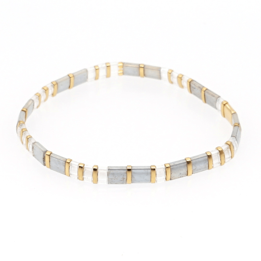 TEMU -chic Handmade Seed Bead Bracelet - , Natural , Casual Attire Or Gifting